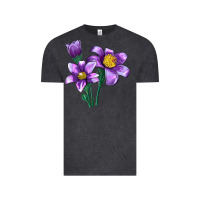 Vintage Black Pasque Flower Illustrations Vintage Tee - LillyAllenDesigns