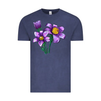 Vintage Denim Pasque Flower Illustrations Vintage Tee - LillyAllenDesigns