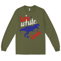 Army Green 4th of July Dinosaur Long Sleeve Tee - Bettercallsaul
