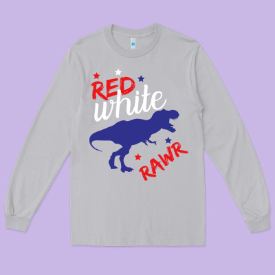 4th Of July Dinosaur Long Sleeve Tee Designed By Bettercallsaul
