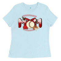Baby Blue baseball mom Ladies Tee - MaliasSmallBusiness
