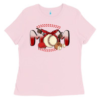 Bubblegum Pink baseball mom Ladies Tee - MaliasSmallBusiness