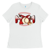 White baseball mom Ladies Tee - MaliasSmallBusiness