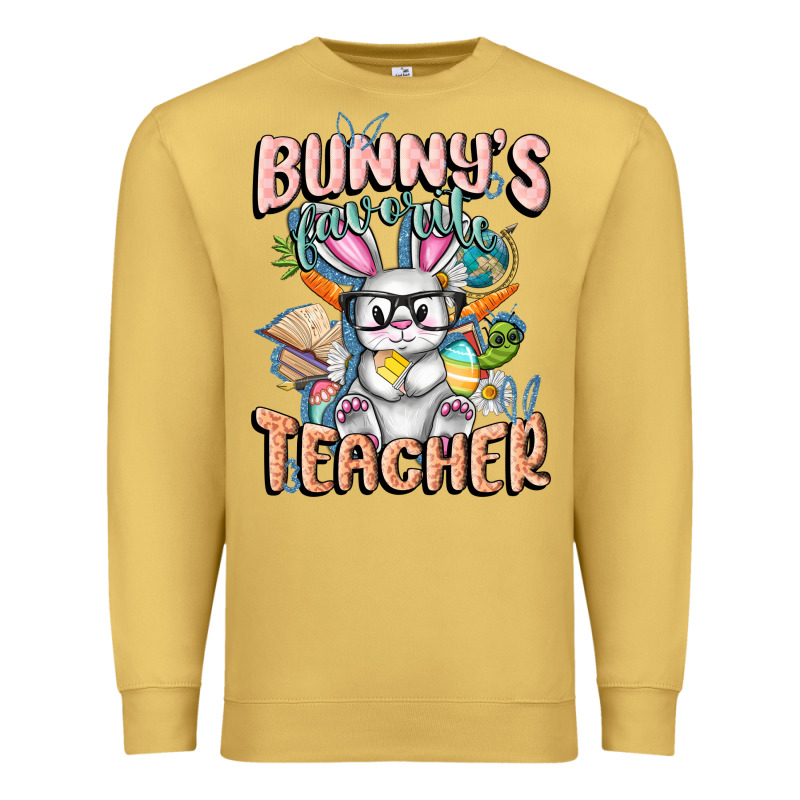 Bunny's Favorite Teacher Easter Day Premium Sweatshirt by FaDigitalArtStudio | Teevron