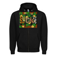 Black st patricks day lucky clover and coins Zipper Hoodie - CowGirlArtShop