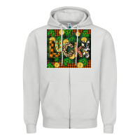 Dove Grey st patricks day lucky clover and coins Zipper Hoodie - CowGirlArtShop