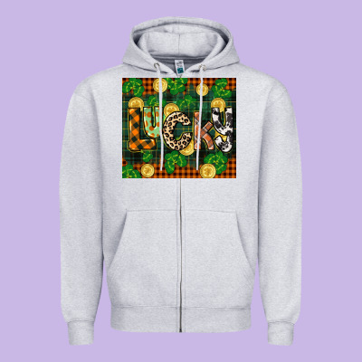 St Patricks Day Lucky Clover And Coins Zipper Hoodie Designed By Cowgirlartshop
