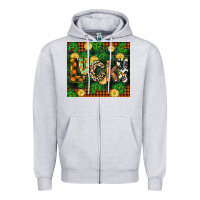Heather Grey st patricks day lucky clover and coins Zipper Hoodie - CowGirlArtShop