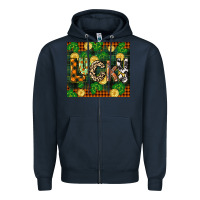 Navy st patricks day lucky clover and coins Zipper Hoodie - CowGirlArtShop