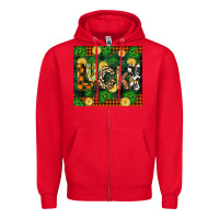 Red st patricks day lucky clover and coins Zipper Hoodie - CowGirlArtShop