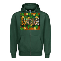 Sports Green st patricks day lucky clover and coins Zipper Hoodie - CowGirlArtShop