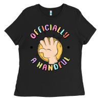 Black officially a handful Ladies Tee - MaliasSmallBusiness