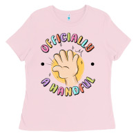 Bubblegum Pink officially a handful Ladies Tee - MaliasSmallBusiness