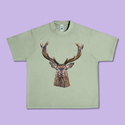 Elk Deer Head Urban Heavy Tee Designed By Lillyallendesigns