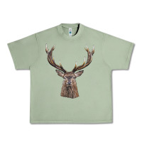 Oil Green elk deer head Urban Heavy Tee - LillyAllenDesigns
