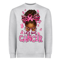 Heather Grey lets beat cancer afro messy bun Heavyweight Sweatshirt - texasbilliewilder