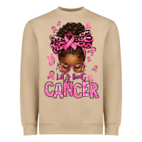 Mushroom lets beat cancer afro messy bun Heavyweight Sweatshirt - texasbilliewilder