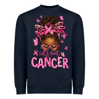 Lets Beat Cancer Afro Messy Bun Heavyweight Sweatshirt | Teevron