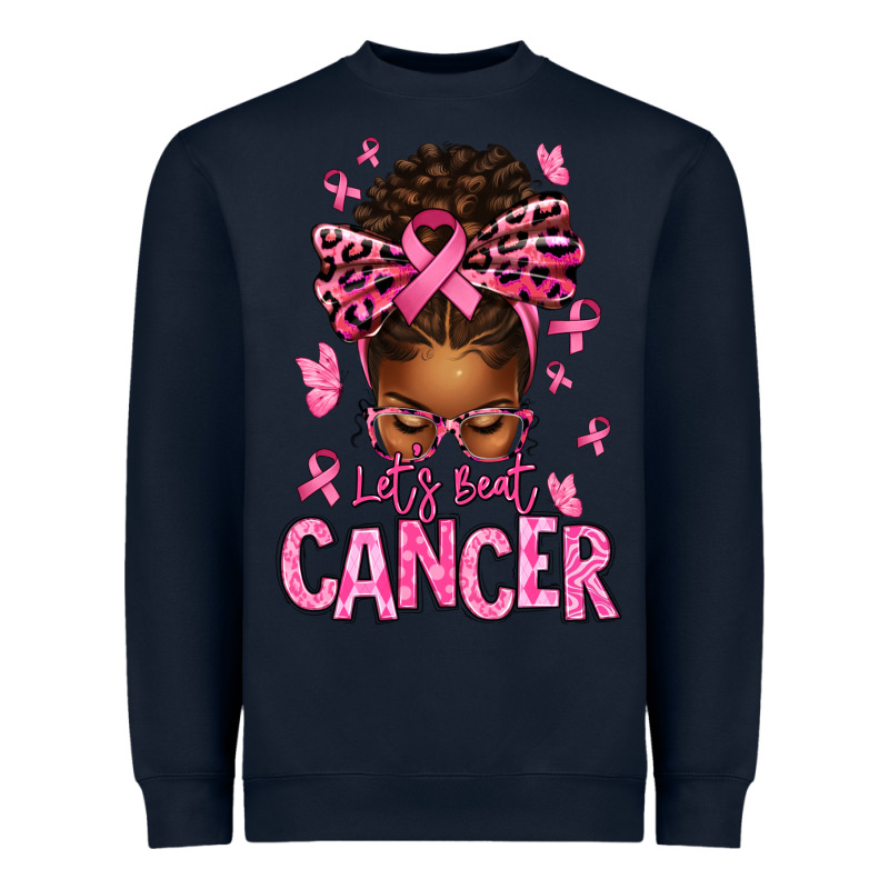 Lets Beat Cancer Afro Messy Bun Heavyweight Sweatshirt by texasbilliewilder | Teevron