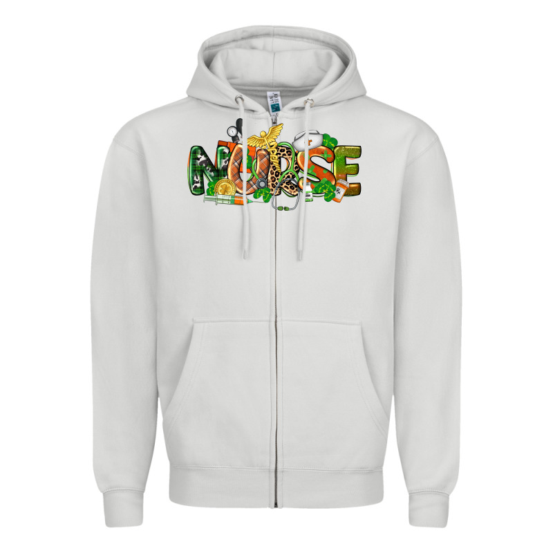 St. Patrick's Day Nurse Zipper Hoodie by CowGirlArtShop | Teevron