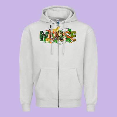 St. Patrick's Day Nurse Zipper Hoodie Designed By Cowgirlartshop
