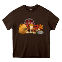 Chocolate Brown Red Barn Farm Animals Heavy Core Tee - Jasminsmagicworld
