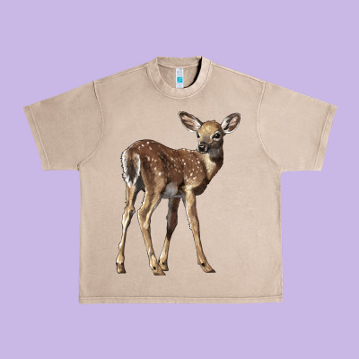 White Tailed Fawn Deer Urban Heavy Tee Designed By Lillyallendesigns