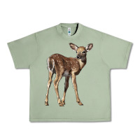 Oil Green white tailed fawn deer Urban Heavy Tee - LillyAllenDesigns