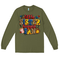 Army Green little sister biggest fan softball Long Sleeve Tee - Jasminsmagicworld