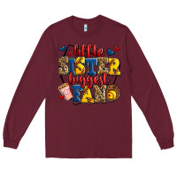 Burgundy little sister biggest fan softball Long Sleeve Tee - Jasminsmagicworld
