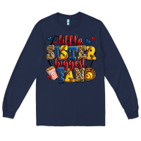 Navy little sister biggest fan softball Long Sleeve Tee - Jasminsmagicworld