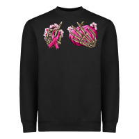 Black Breast Cancer skeleton hands Heavyweight Sweatshirt - NancyCooperArtShop