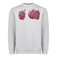 Heather Grey Breast Cancer skeleton hands Heavyweight Sweatshirt - NancyCooperArtShop