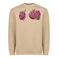 Mushroom Breast Cancer skeleton hands Heavyweight Sweatshirt - NancyCooperArtShop