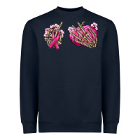 Navy Breast Cancer skeleton hands Heavyweight Sweatshirt - NancyCooperArtShop