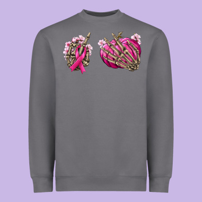 Breast Cancer Skeleton Hands Heavyweight Sweatshirt Designed By Nancycooperartshop