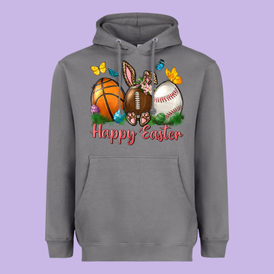 Happy Easter Sports With Butterfly Heavyweight Hoodie Designed By Bundleandbundleshop