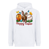 White Happy Easter Sports With Butterfly Heavyweight Hoodie - BundleAndBundleShop