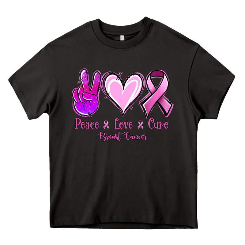 Peace Love Cure Breast Cancer Heavy Core Tee by Jasminsmagicworld | Teevron