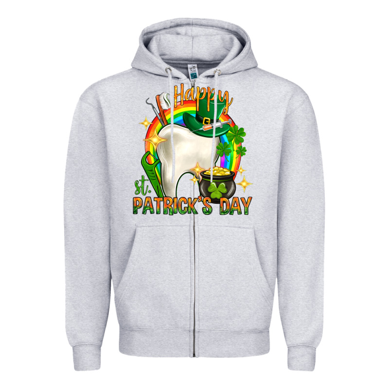 Happy Dentist St. Patrick's Day Zipper Hoodie by HowdyJamesFarm | Teevron