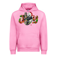 Fuchsia Pink panda joy christmas Urban Hoodie - LillyAllenDesigns