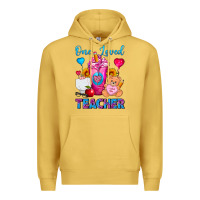 Antique Gold One Loved Teacher Valentines Day Cold Drink Frappe Premium Hoodie - FaDigitalArtStudio