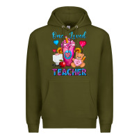 Army Green One Loved Teacher Valentines Day Cold Drink Frappe Premium Hoodie - FaDigitalArtStudio
