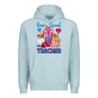 Blue Mist One Loved Teacher Valentines Day Cold Drink Frappe Premium Hoodie - FaDigitalArtStudio