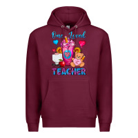 Burgundy One Loved Teacher Valentines Day Cold Drink Frappe Premium Hoodie - FaDigitalArtStudio