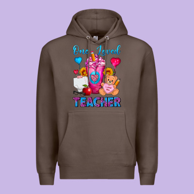 One Loved Teacher Valentines Day Cold Drink Frappe Premium Hoodie Designed By Fadigitalartstudio
