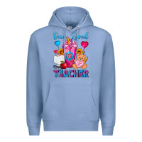 Colony Blue One Loved Teacher Valentines Day Cold Drink Frappe Premium Hoodie - FaDigitalArtStudio