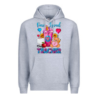 Heather Grey One Loved Teacher Valentines Day Cold Drink Frappe Premium Hoodie - FaDigitalArtStudio