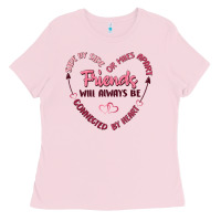 Bubblegum Pink side by or miles apart friends will always be conn Ladies Tee - MaliasSmallBusiness
