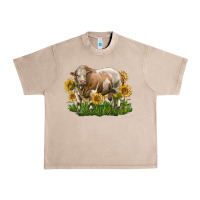 Simmental Bull With Sunflowers Urban Heavy Tee | Teevron